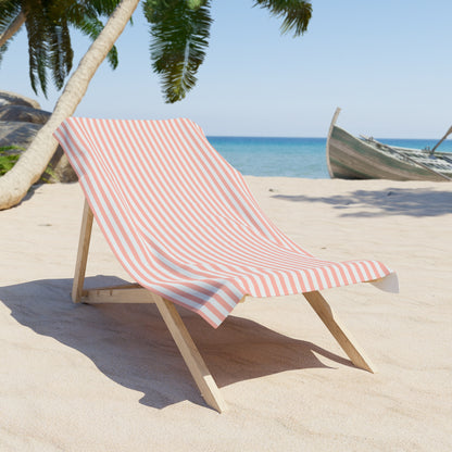 Coral Pink Stripes Beach Towel