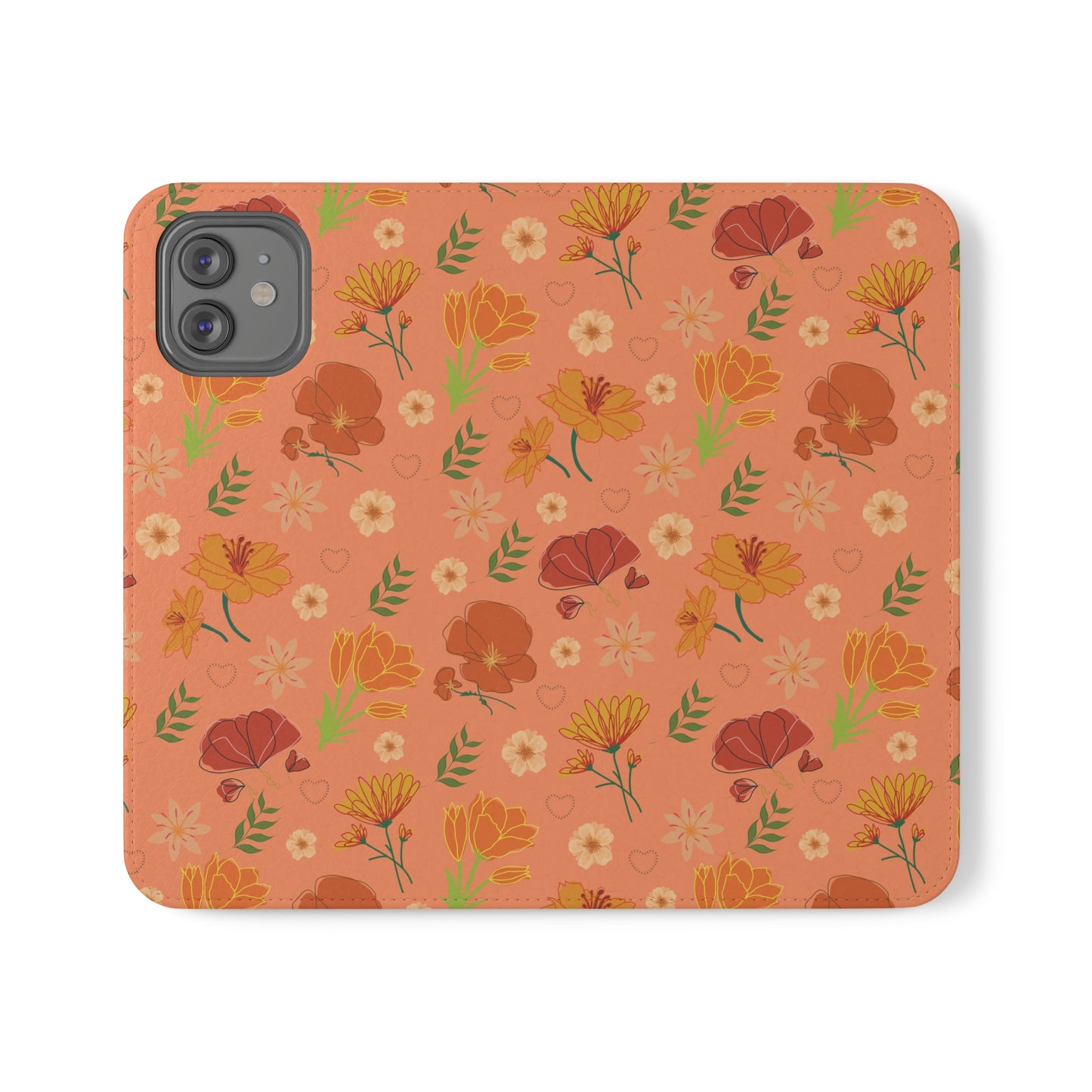 Coral Peach Meadow Flip Phone Case Cover with Pockets - Phone Case - Kristine Celestine