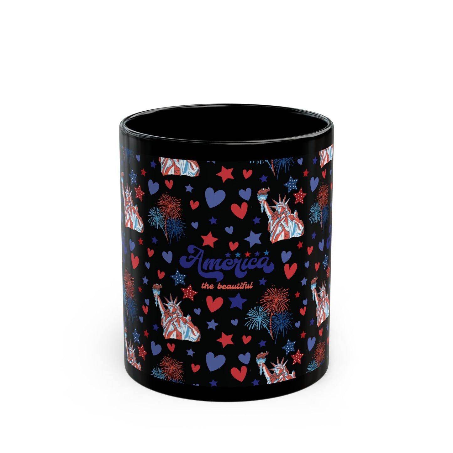 America the Beautiful Black Mug Cool Summer Coffee Mug Tea Cup Spring Ceramic Mug