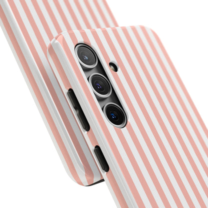 Coral Pink Stripes Tough Phone Case for iPhone and Samsung Galaxy