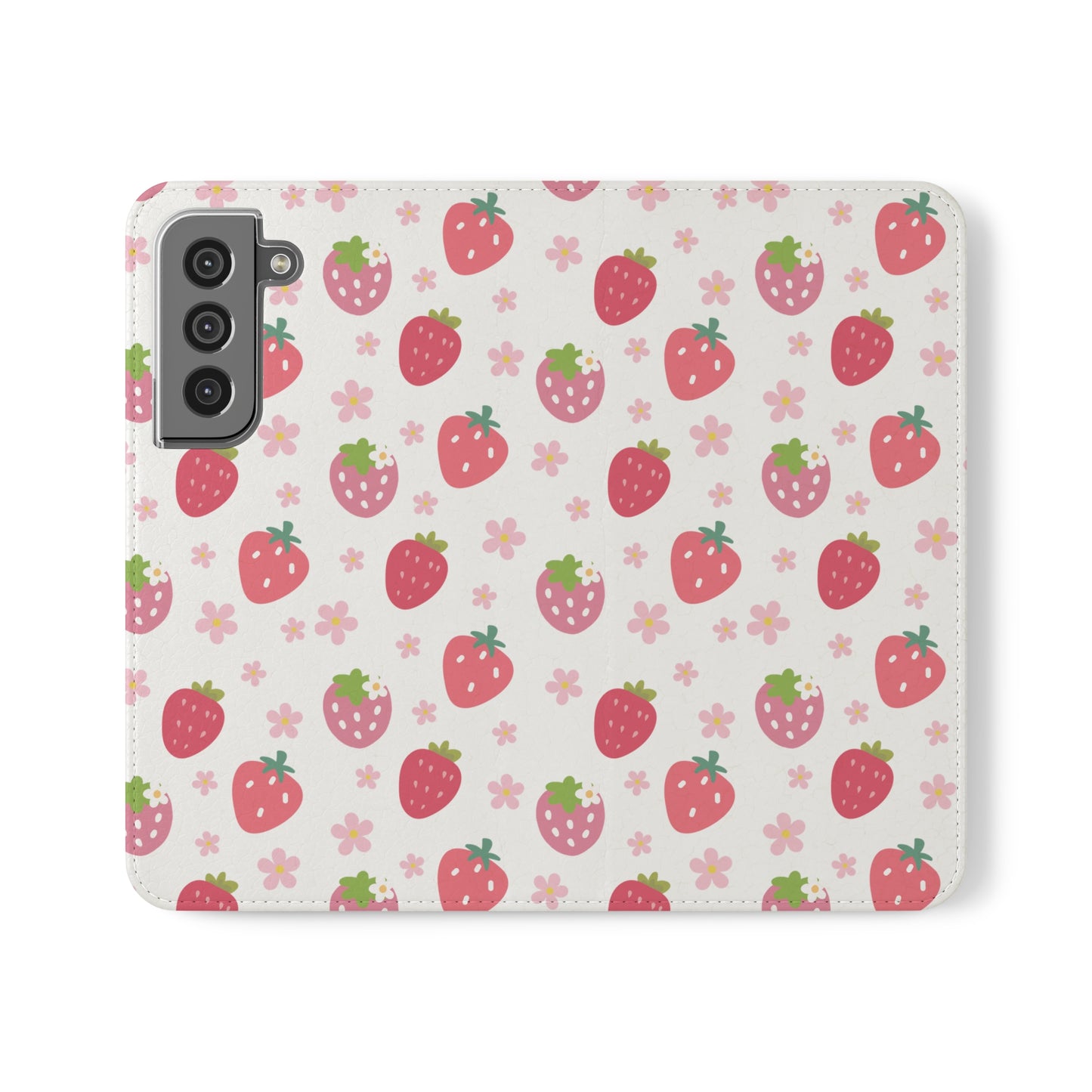 Strawberries and Daisies Flip Phone Case Cover with Pockets - Phone Case - Kristine Celestine