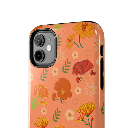 Coque de téléphone résistante Coral Peach Meadow pour iPhone et Samsung Galaxy