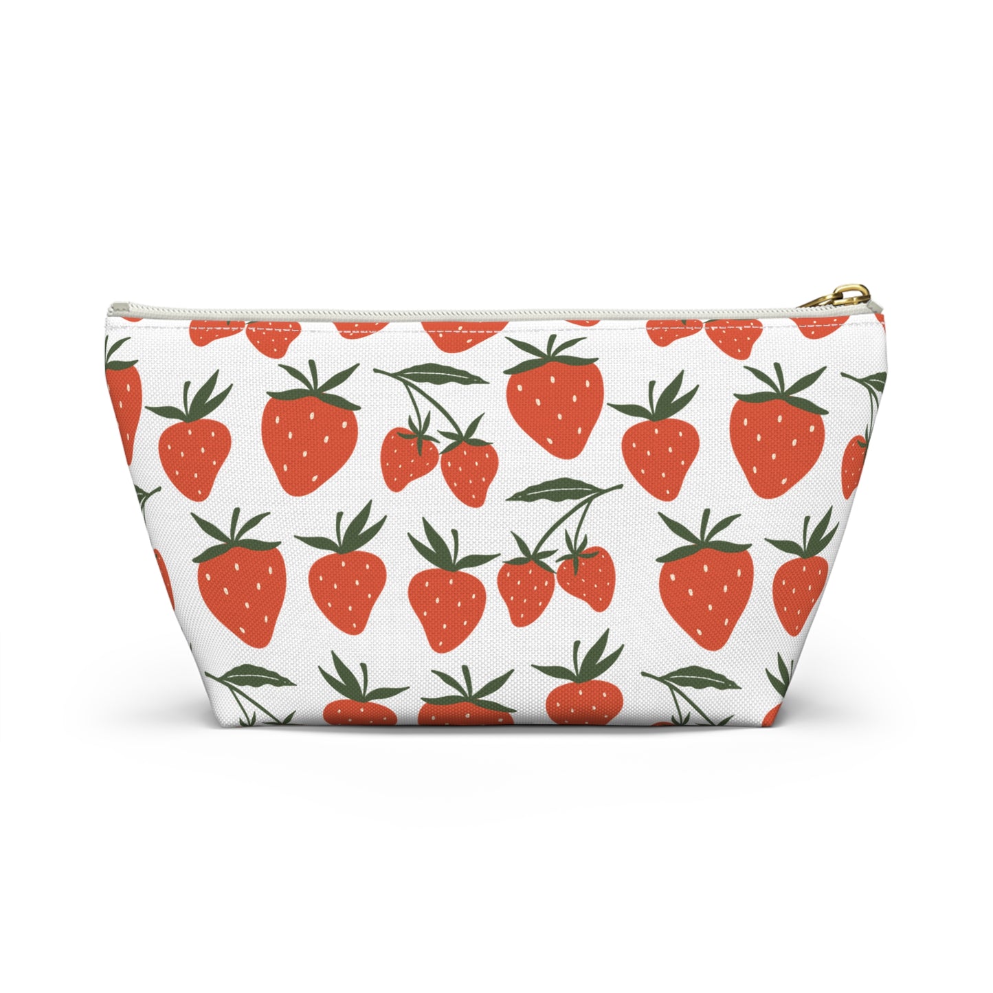 Tropical Strawberry Accessory Pouch with T-bottom Fruity Strawberries Pouch for Makeup Small Bag for School Supplies Cute Summer Zipper Pouch