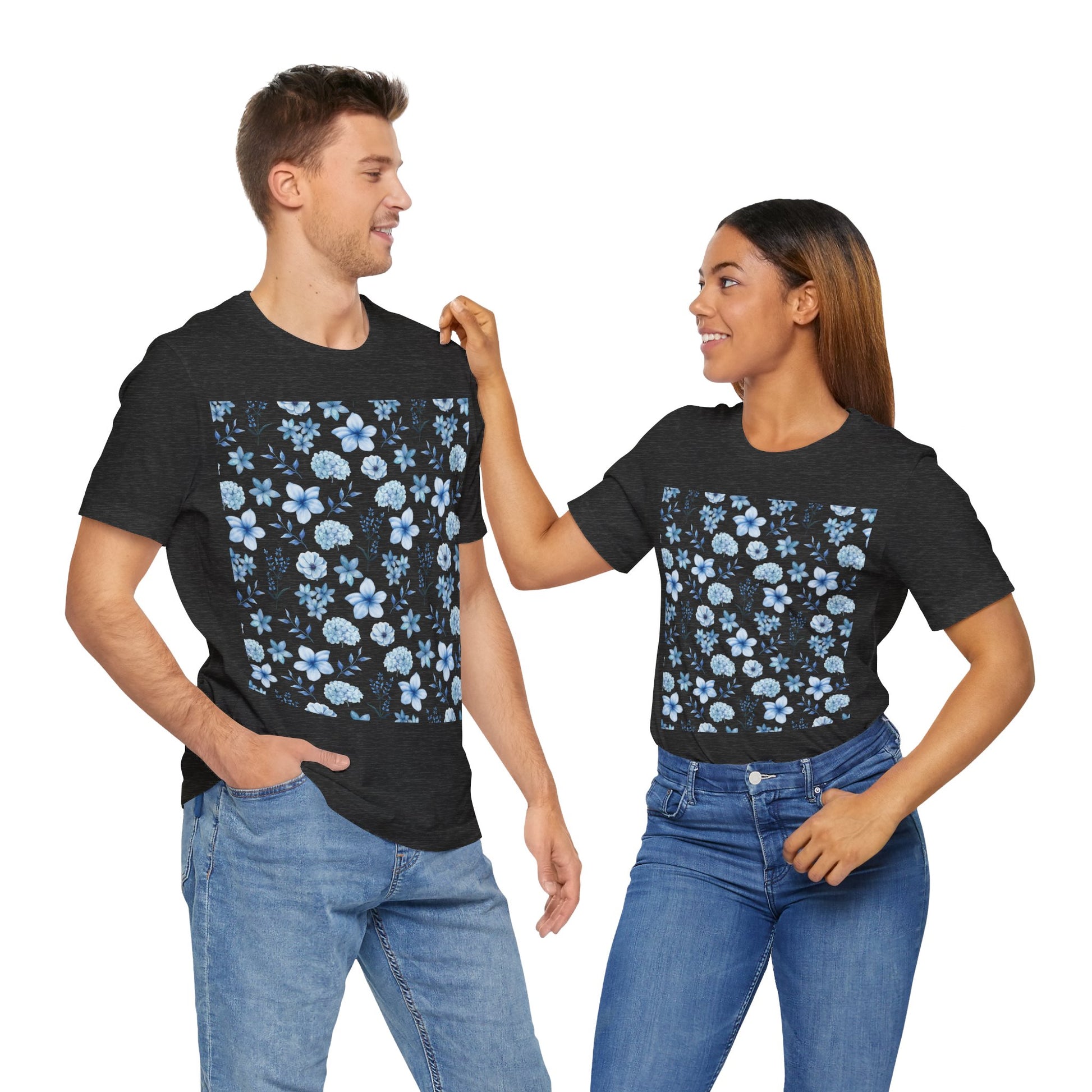 Snowy Blue Flowers T - Shirt - T - Shirt - Kristine Celestine