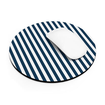 Navy Blue Stripes Mousepad Classic Royal Blue Desk Mat Dark Blue and White Striped Mouse Pad