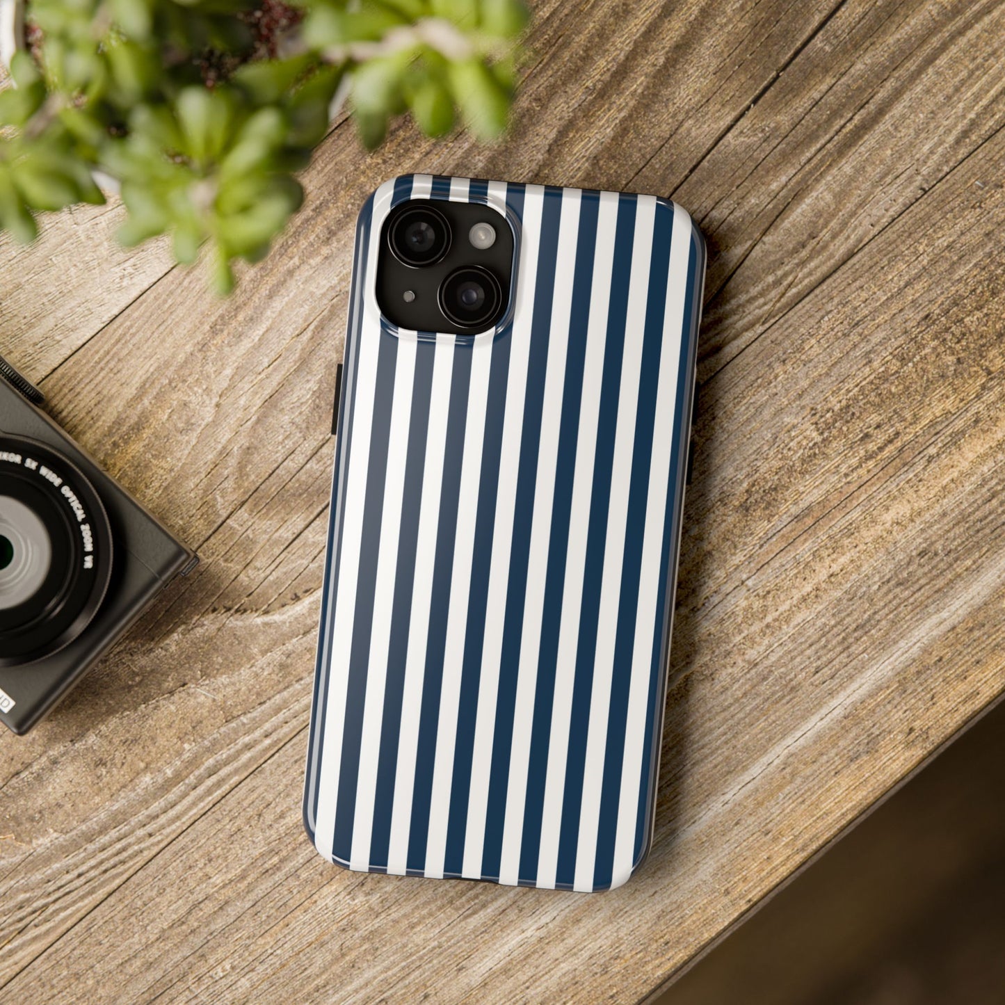 Navy Blue Stripes Tough Phone Case for iPhone and Samsung Galaxy