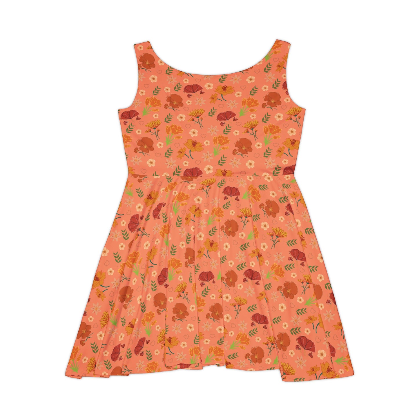 Coral Peach Meadow Women's Skater Dress - Dress - Kristine Celestine