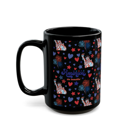 America the Beautiful Black Mug Cool Summer Coffee Mug Tea Cup Spring Ceramic Mug