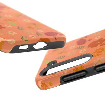 Coque de téléphone résistante Coral Peach Meadow pour iPhone et Samsung Galaxy