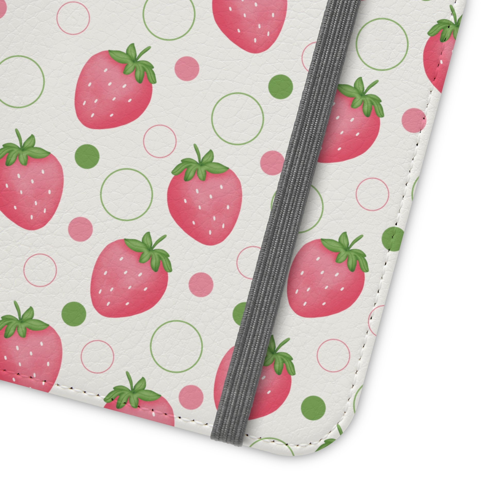 Pink Strawberry Bubbles Flip Phone Case Cover with Pockets - Phone Case - Kristine Celestine