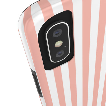 Coral Pink Stripes Tough Phone Case for iPhone and Samsung Galaxy