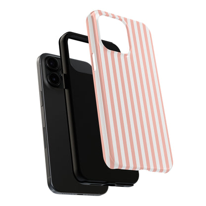 Coral Pink Stripes Tough Phone Case for iPhone and Samsung Galaxy