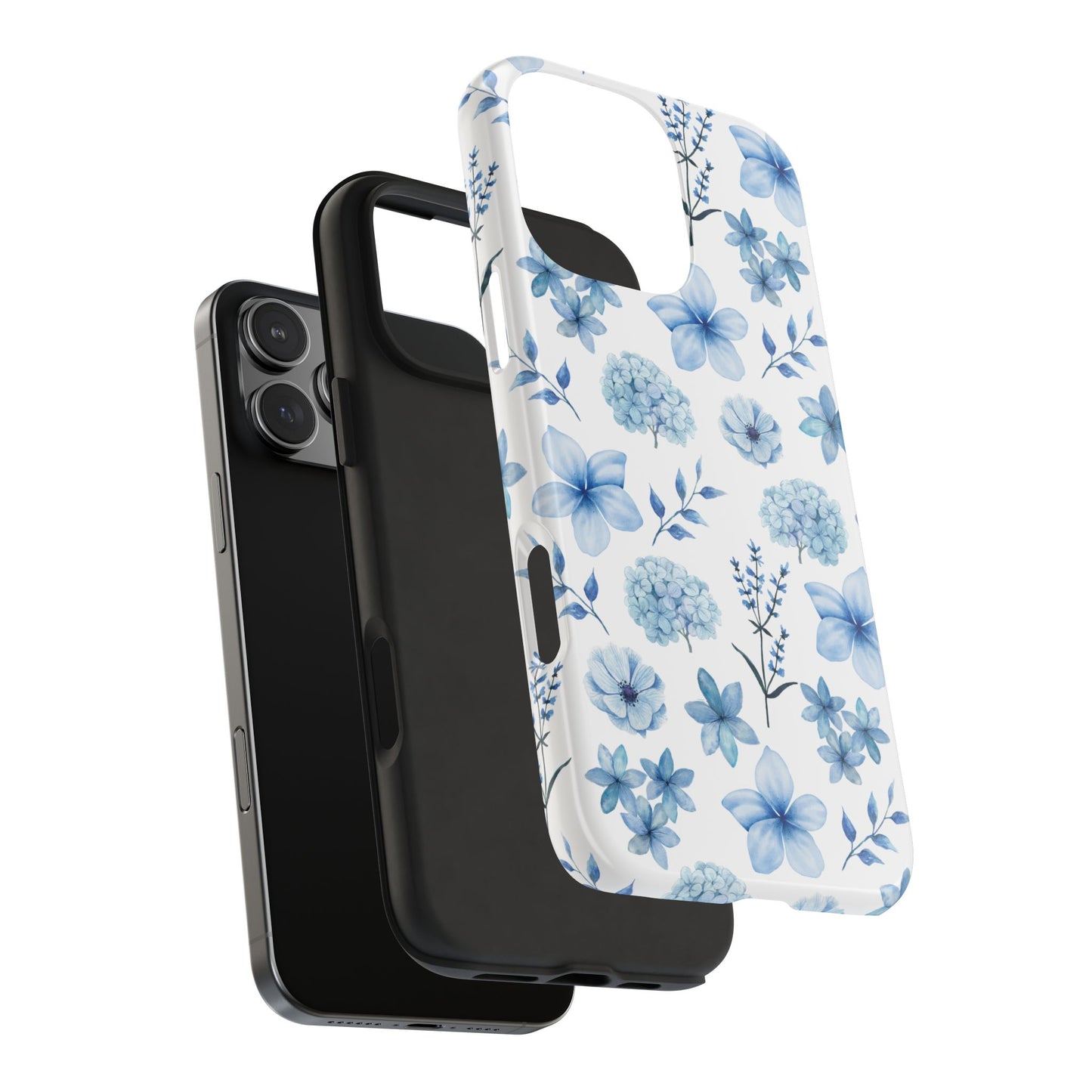 Snowy Blue Flowers Tough Phone Case for iPhone and Samsung Galaxy