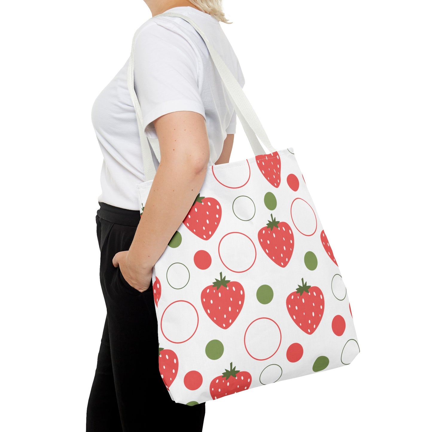 Red Strawberry Bubbles Tote Bag - Bags - Kristine Celestine