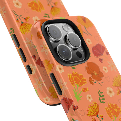 Coque de téléphone résistante Coral Peach Meadow pour iPhone et Samsung Galaxy