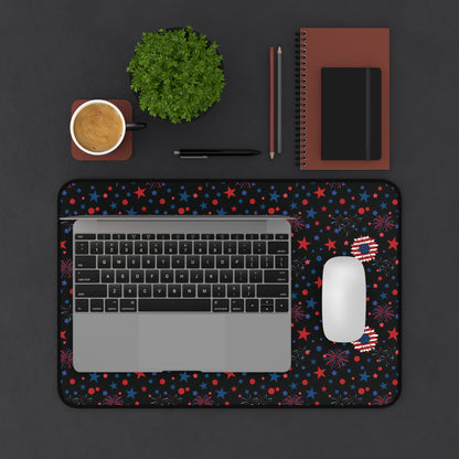 Starry Night America Desk Mat 4th of July Daisy Computer Mat Red White and Blue USA Office Mat