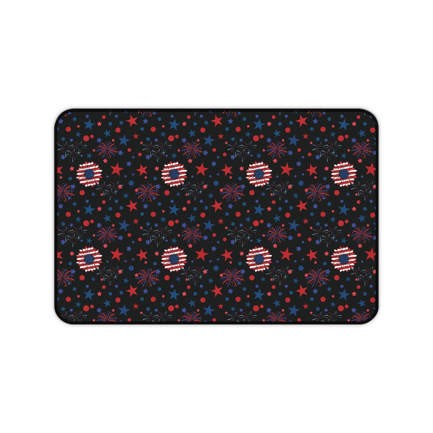 Starry Night America Desk Mat 4th of July Daisy Computer Mat Red White and Blue USA Office Mat