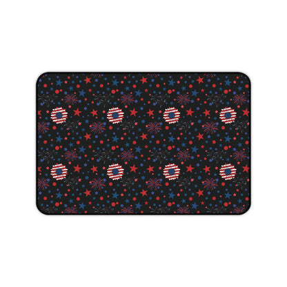 Starry Night America Desk Mat 4th of July Daisy Computer Mat Red White and Blue USA Office Mat