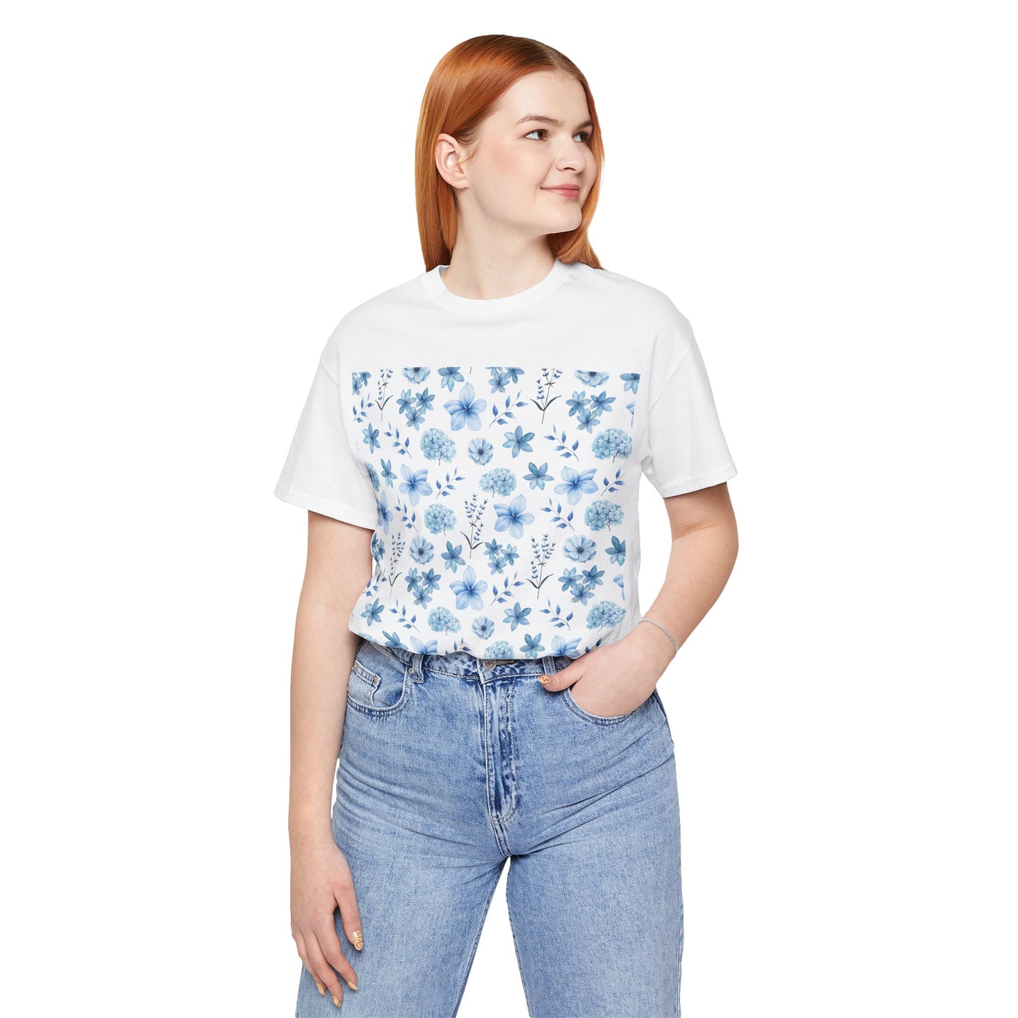 Snowy Blue Flowers T-Shirt