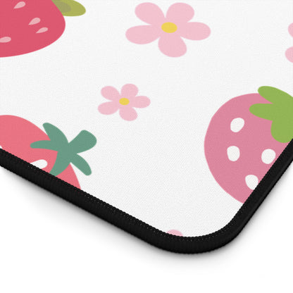 Strawberries and Daisies Desk Mat