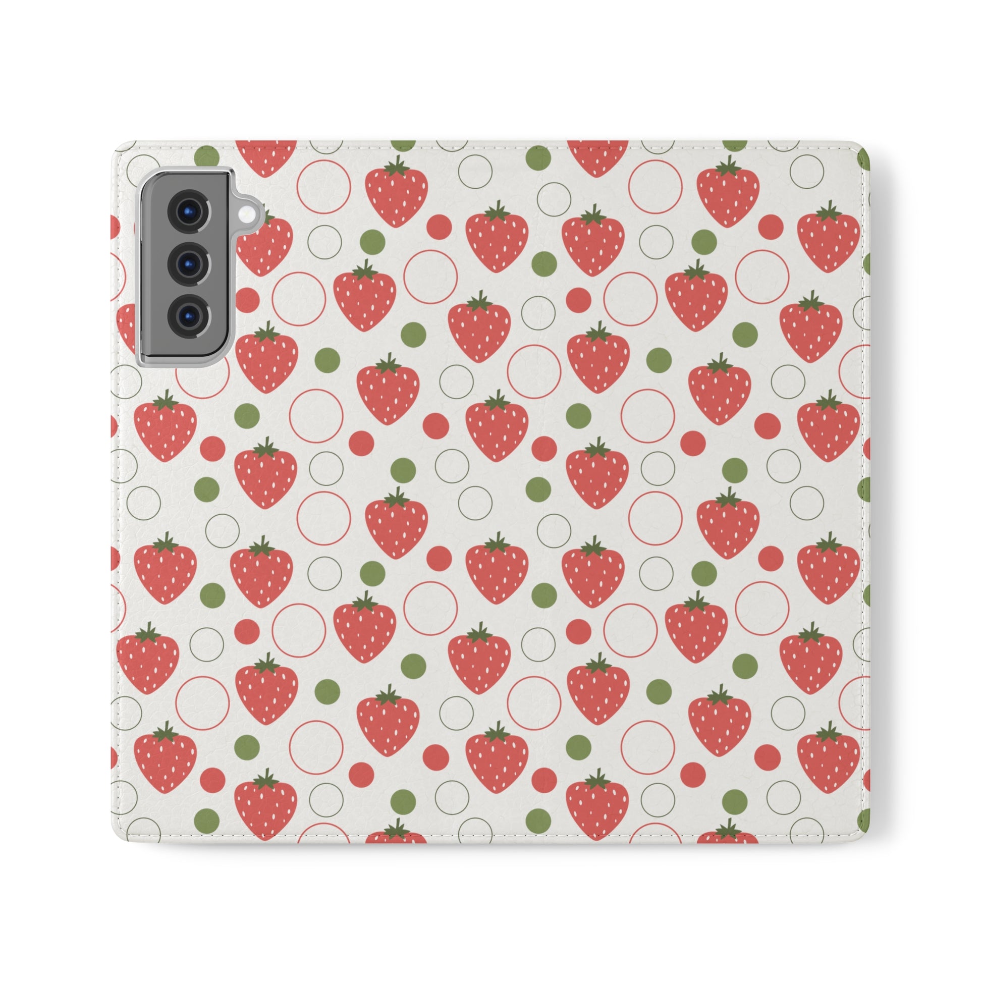 Red Strawberry Bubbles Flip Phone Case Cover with Pockets - Phone Case - Printify - Kristine Celestine