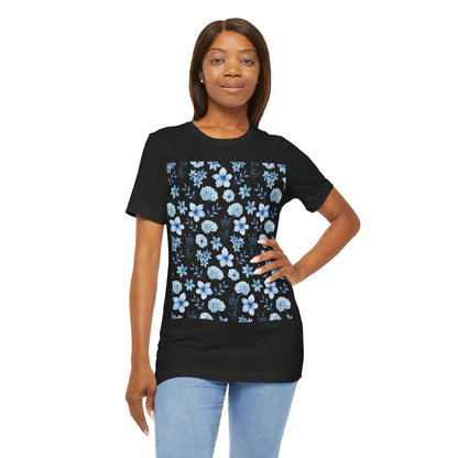 Snowy Blue Flowers T-Shirt