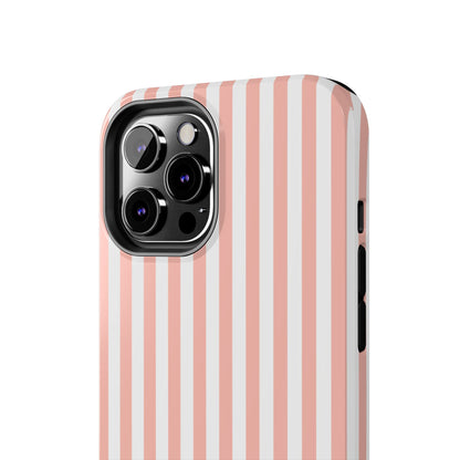 Coral Pink Stripes Tough Phone Case for iPhone and Samsung Galaxy