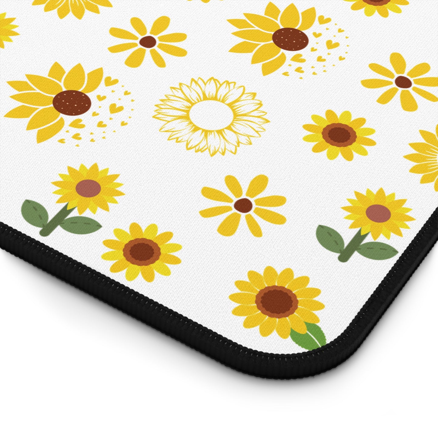 Sunflower Burst Desk Mat Summer Flower Computer Mat Yellow Floral Office Mat