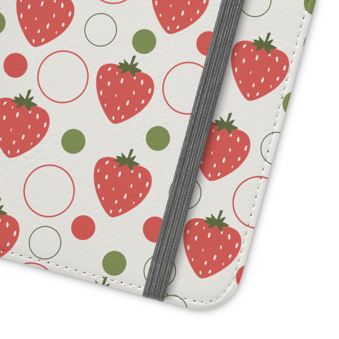 Red Strawberry Bubbles Flip Phone Case Cover with Pockets - Phone Case - Printify - Kristine Celestine