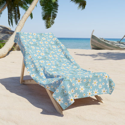 Sky Blue Daisy Beach Towel