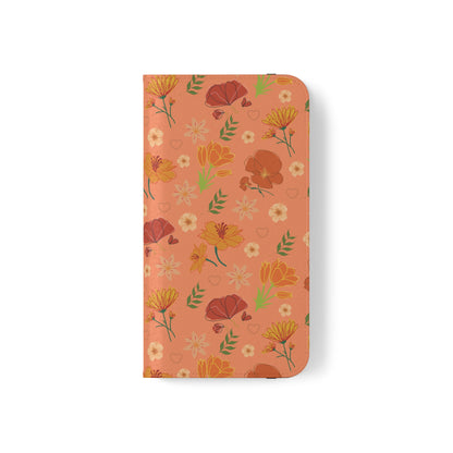 Coral Peach Meadow Flip Phone Case Cover with Pockets - Phone Case - Kristine Celestine