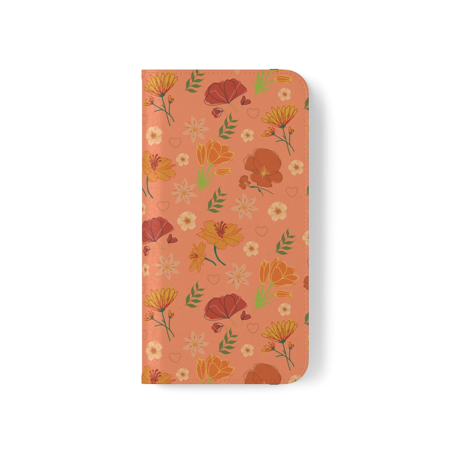 Coral Peach Meadow Flip Phone Case Cover with Pockets - Phone Case - Kristine Celestine