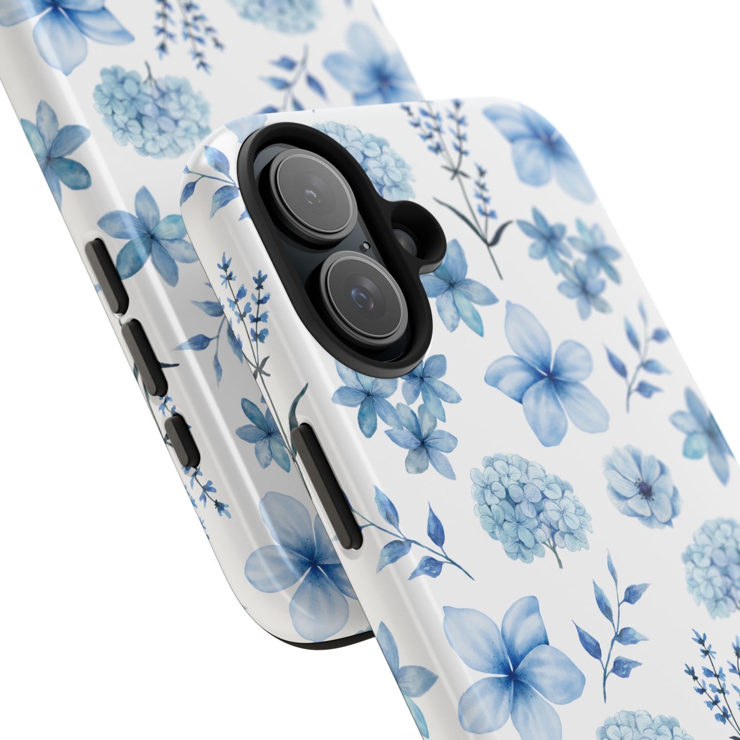 Snowy Blue Flowers Tough Phone Case for iPhone and Samsung Galaxy