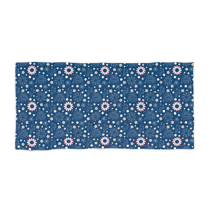 USA Daisy Fireworks Beach Towel