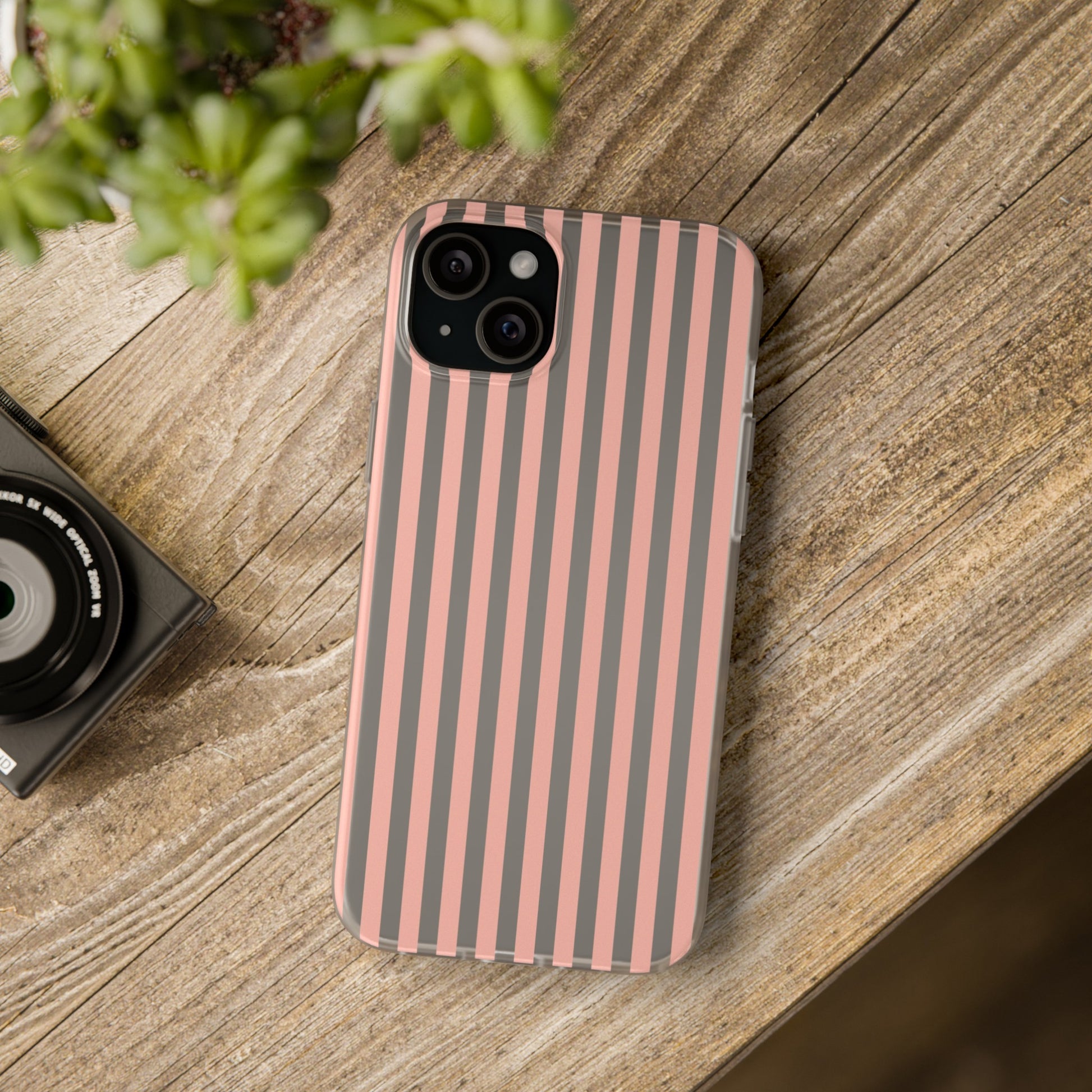 Coral Pink Stripes Flexible Phone Case iPhone Case Samsung Galaxy - Phone Case - Kristine Celestine