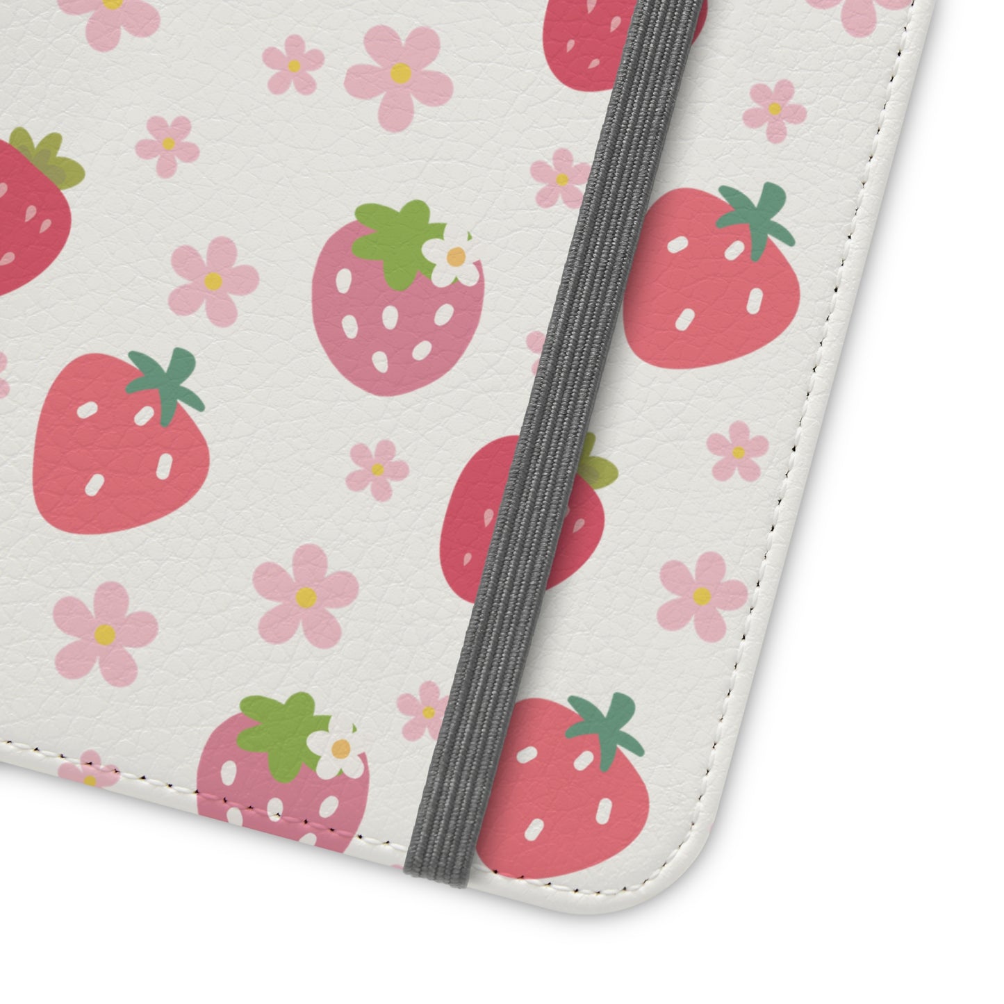 Strawberries and Daisies Flip Phone Case Cover with Pockets - Phone Case - Kristine Celestine