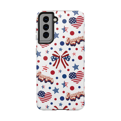 Coque de téléphone robuste America's Sweetheart and Bows pour iPhone et Samsung Galaxy