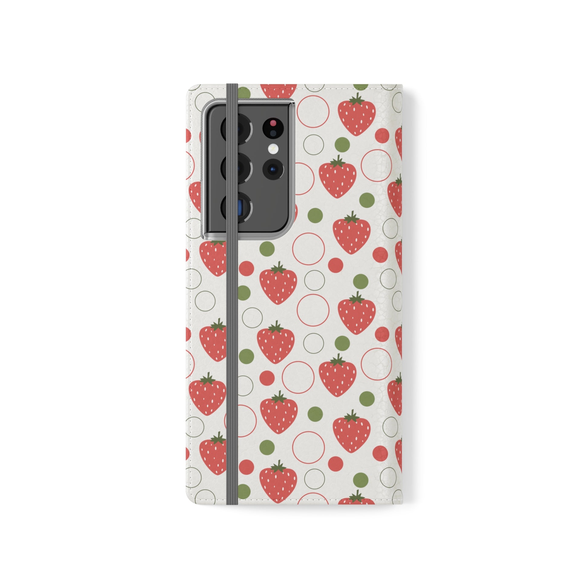 Red Strawberry Bubbles Flip Phone Case Cover with Pockets - Phone Case - Kristine Celestine