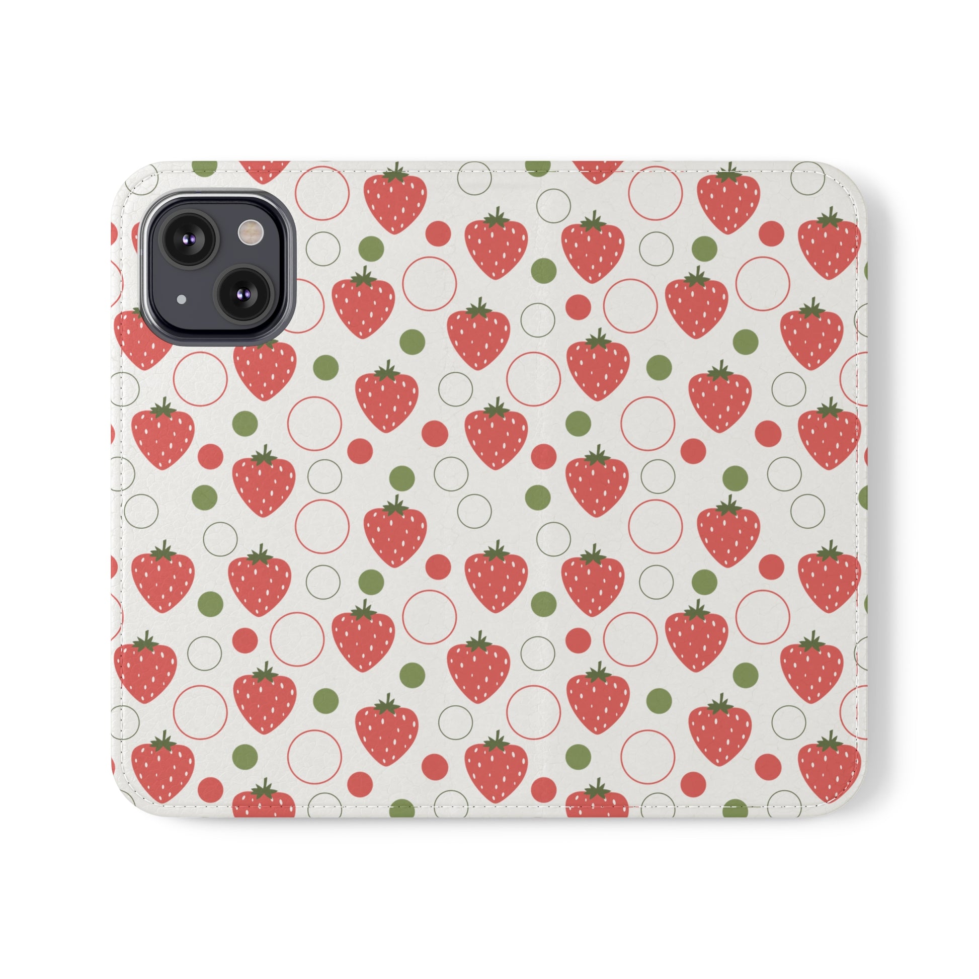 Red Strawberry Bubbles Flip Phone Case Cover with Pockets - Phone Case - Kristine Celestine