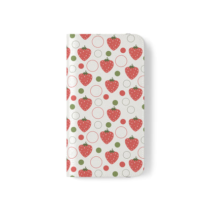 Red Strawberry Bubbles Flip Phone Case Cover with Pockets - Phone Case - Printify - Kristine Celestine