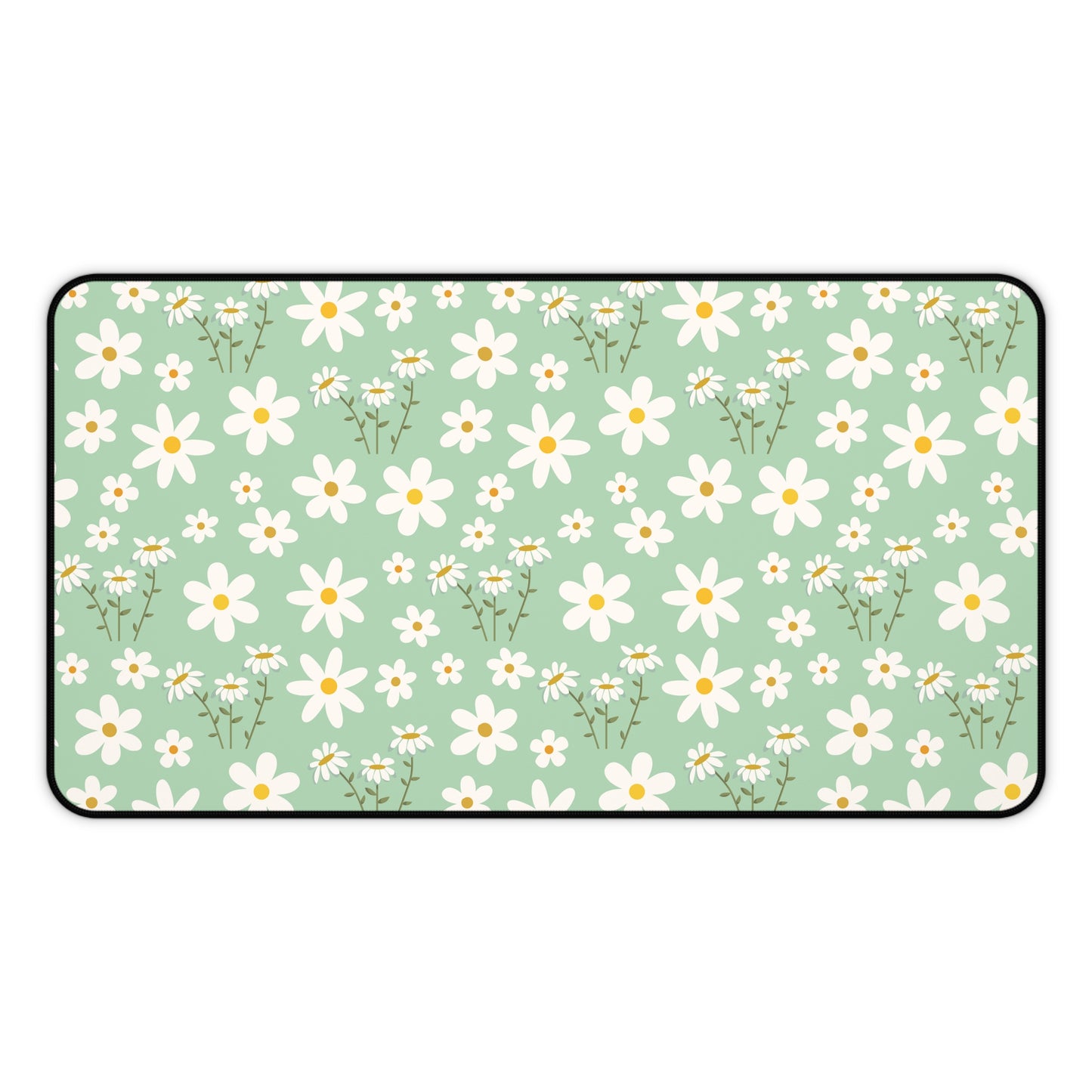 Mint Daisy Delight Desk Mat Floral Spring Sage Green Computer Mat Pistachio Green Daisies Office Mat