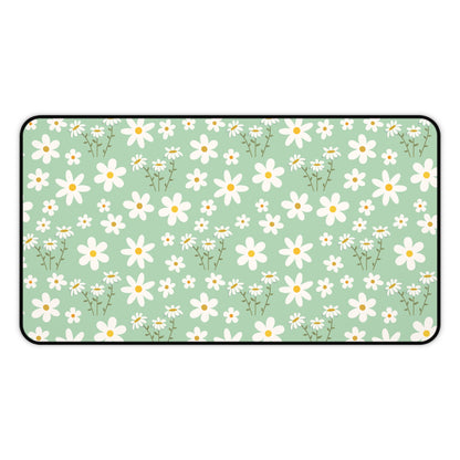 Mint Daisy Delight Desk Mat Floral Spring Sage Green Computer Mat Pistachio Green Daisies Office Mat