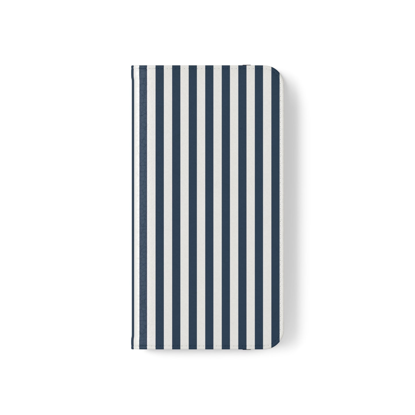 Navy Blue Stripes Flip Phone Case Cover with Pockets