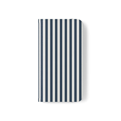 Navy Blue Stripes Flip Phone Case Cover with Pockets