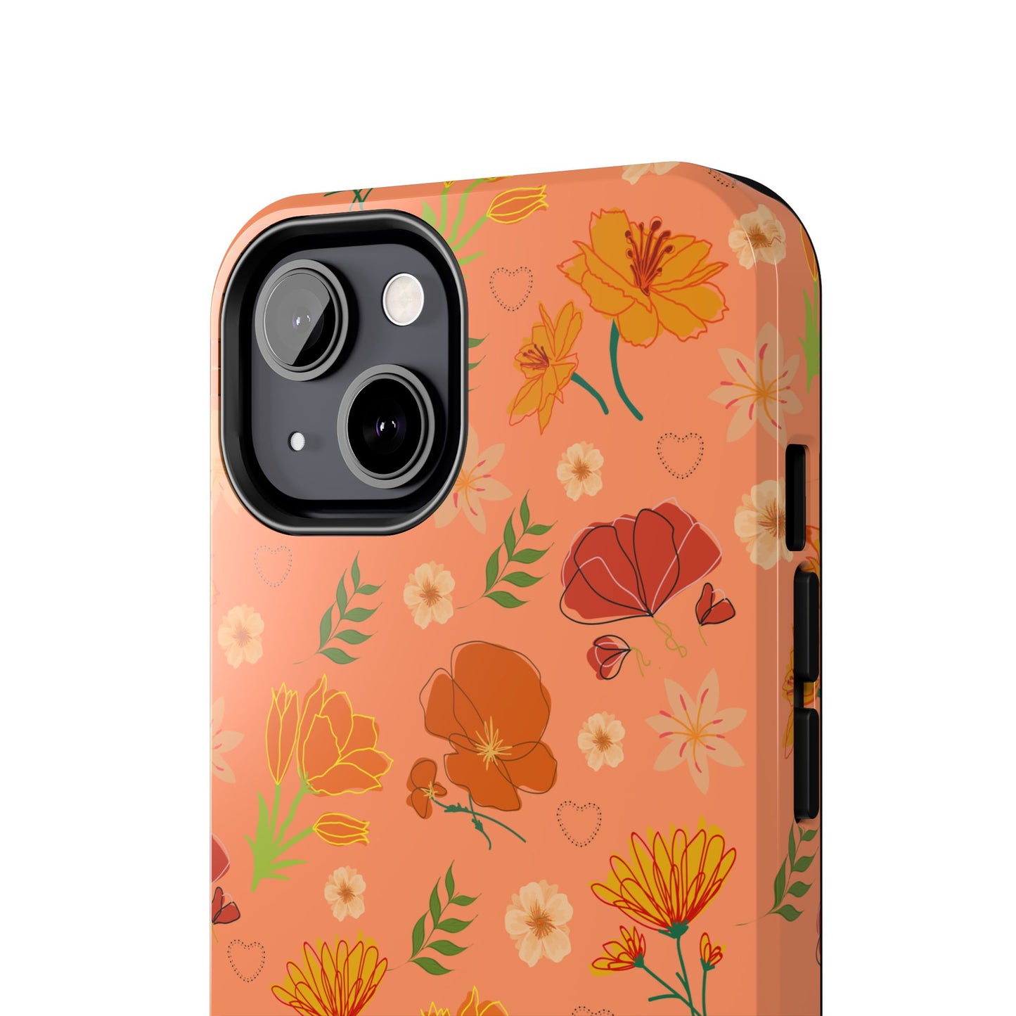 Coque de téléphone résistante Coral Peach Meadow pour iPhone et Samsung Galaxy