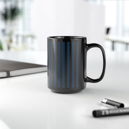 Navy Blue Stripes Black Mug Cool Summer Coffee Mug Tea Cup Spring Ceramic Mug