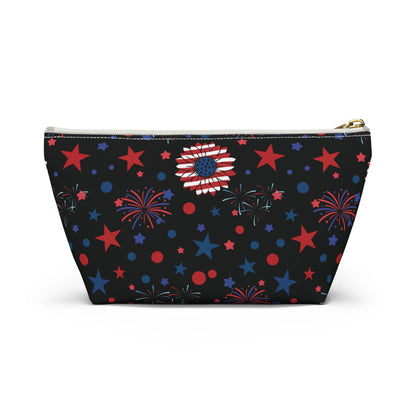 Starry Night America Accessory Pouch with T-bottom Pouch for Makeup Small Bag for School Supplies Cute Summer Zipper Pouch