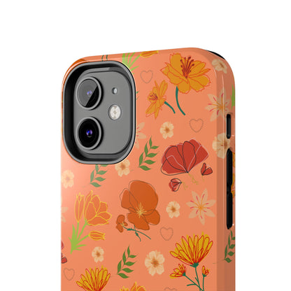 Coque de téléphone résistante Coral Peach Meadow pour iPhone et Samsung Galaxy