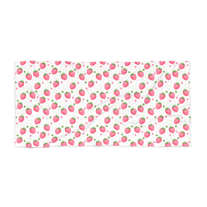 Pink Strawberry Bubbles Beach Towel