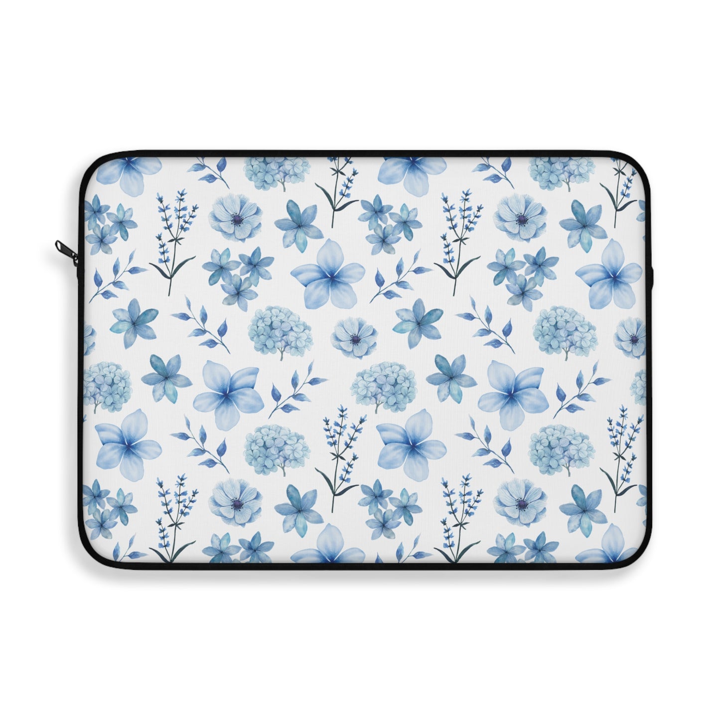 Snowy Blue Flowers Laptop Sleeve Cute Blue Floral Laptop Pouch Winter Laptop Bag Laptop Case Spring Flowers Laptop Protector Cute Tablet Sleeve Pretty Tablet Case Adorable Tablet Pouch